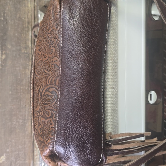 Myra Brown Leather With Calf Hair Trim & Fringe Women Bag, Crossbody - Picture 4 of 6